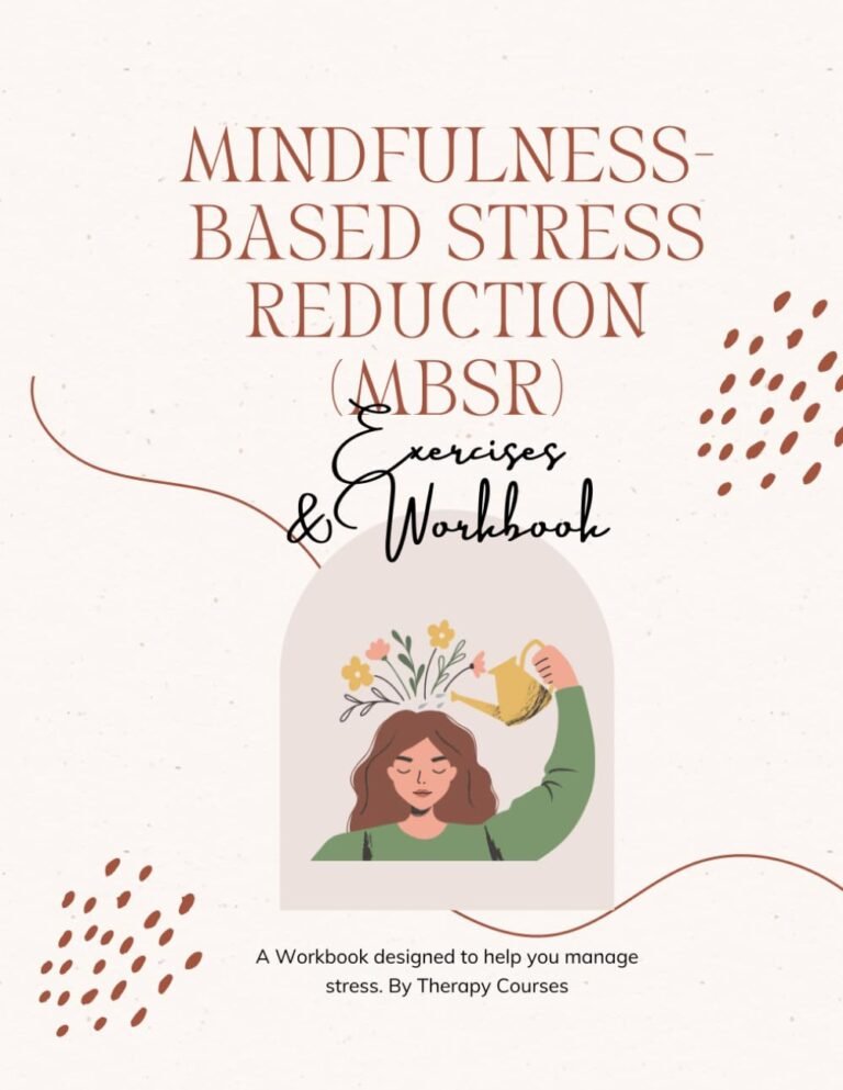 Mindfulness-Based Stress Reduction workbook cover with illustration of watering flowers