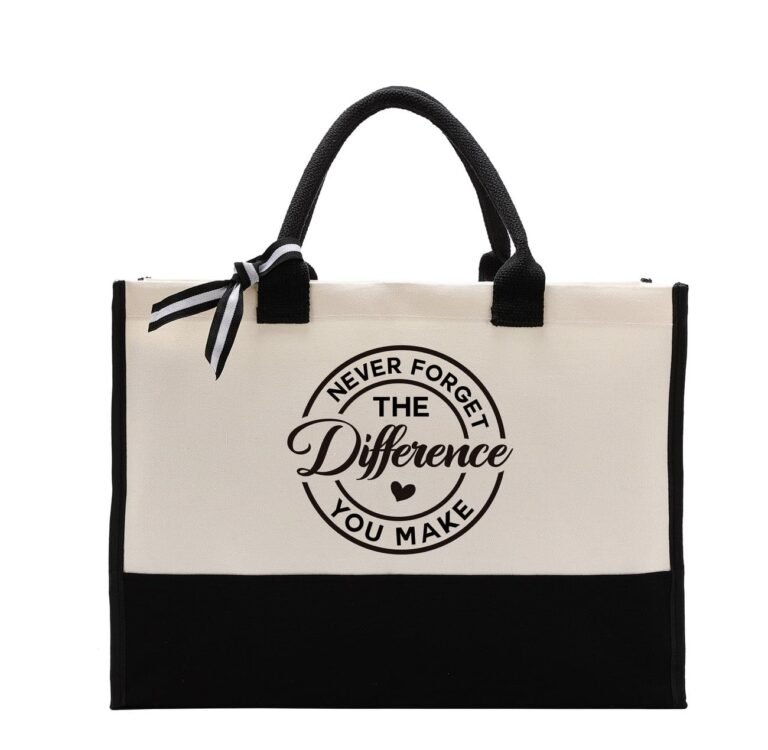 Tote bag with "Never Forget the Difference You Make" text