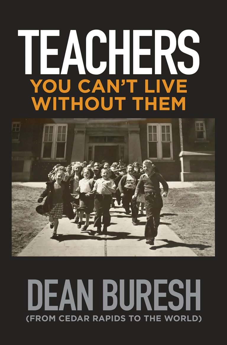 Book cover with title "Teachers," image of children running, author Dean Buresh