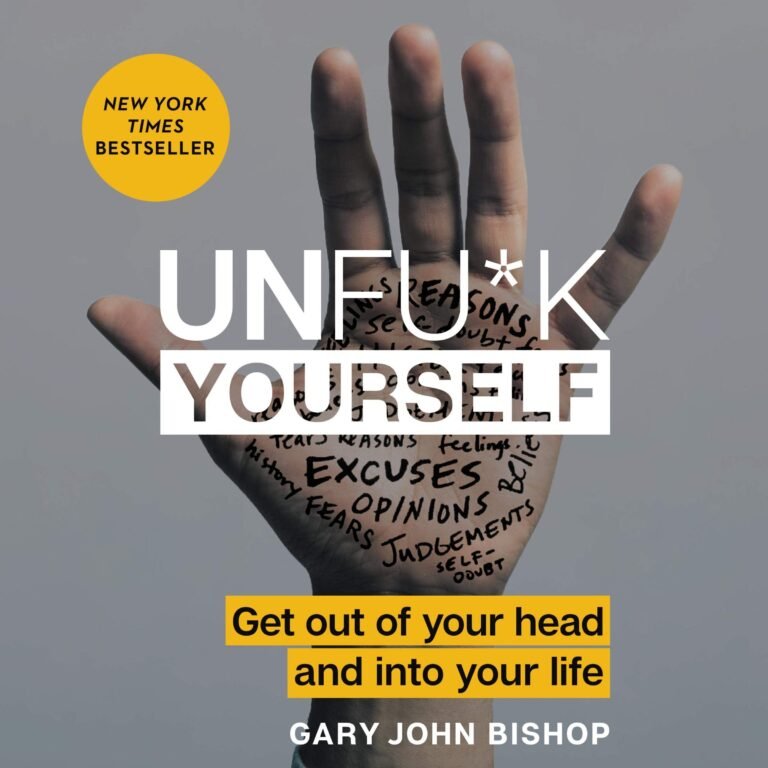 Book cover: "Unfu*k Yourself" with hand and negative thoughts written on it