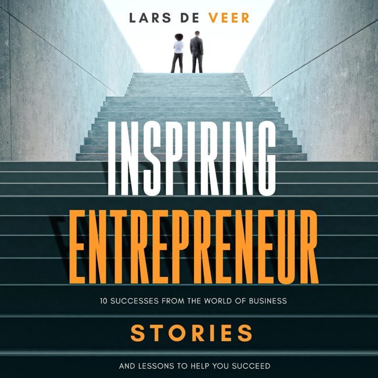 Book cover: "Inspiring Entrepreneur" with two people at the top of stairs